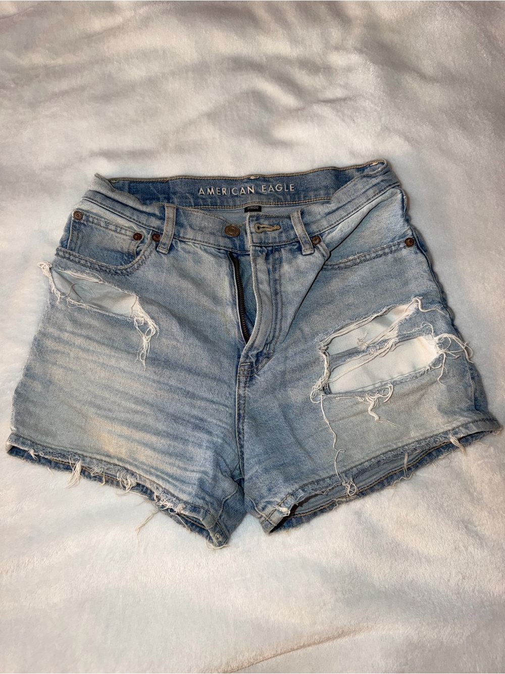 American Eagle Outfitters Light Wash Distressed Denim Shorts